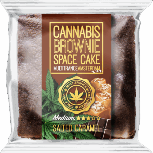 Kannabiszos sós karamellás brownie (közepes sativa íz) - doboz (24 csomag)