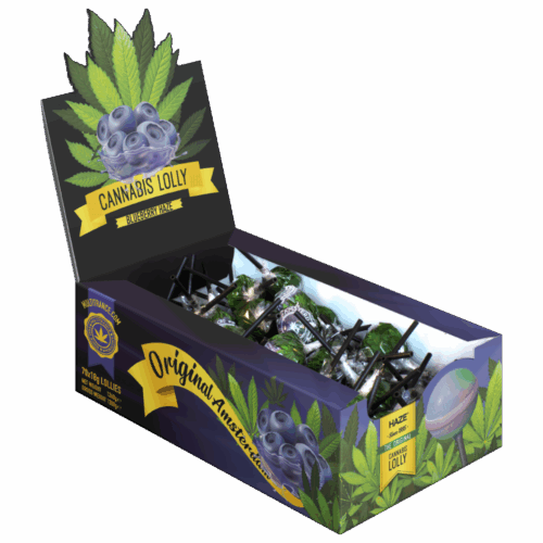 Cannabis Blueberry Haze Lollies – Kijelző karton (70 Nyalóka)