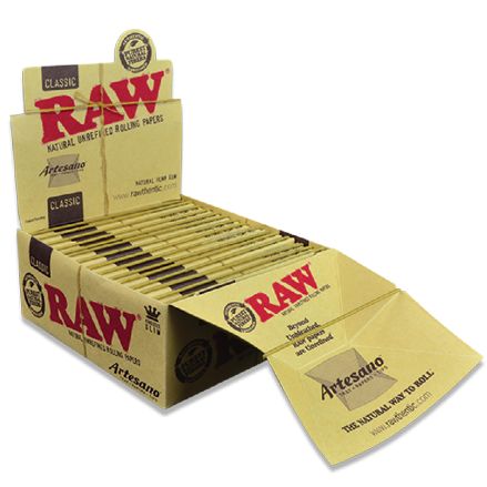 RAW papírok Classic Artesano Kingsize Slim + hegyek - DOBOZ