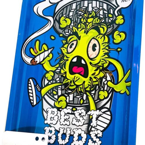 Best Buds Grind Me nagy fém gördülő tálca mágneses darálókártyával