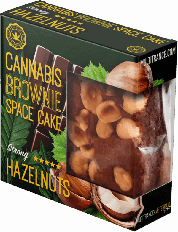 Kannabiszos mogyorós brownie deluxe kiszerelés (erős sativa íz) - doboz (24 csomag)