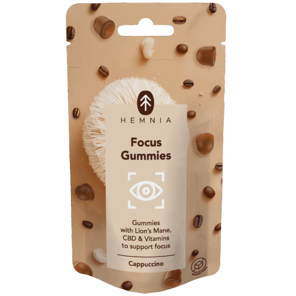 Hemnia Focus Gummies - a koncentráció támogatásához cappuccino ízzel