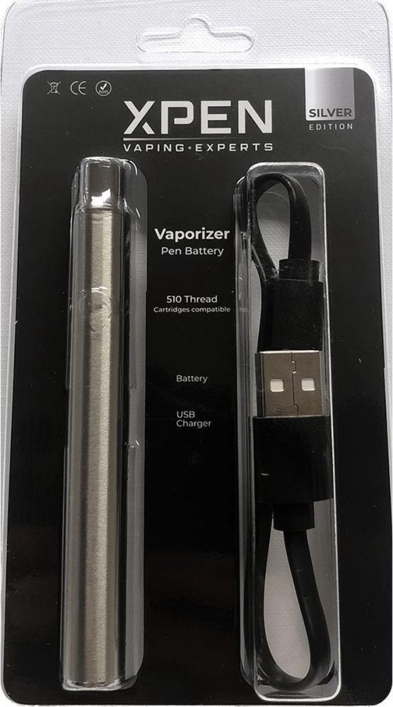 X-Pen Ezüst Vape toll akkumulátor 510-el szál + USB töltő