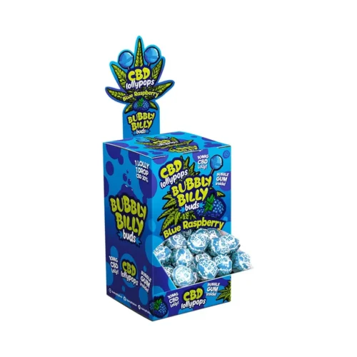 Bubbly Billy Buds 10 mg CBD Blue Raspberry Lollies – Display Container (100 nyalóka)