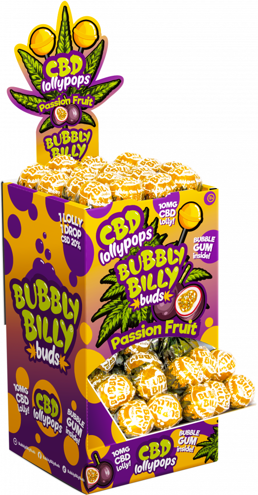 Bubbly Billy Buds 10 mg CBD golgotagyümölcs nyalókák