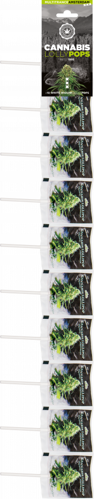 Cannabis White Widow nyalókák – csíkos (10 nyalóka)