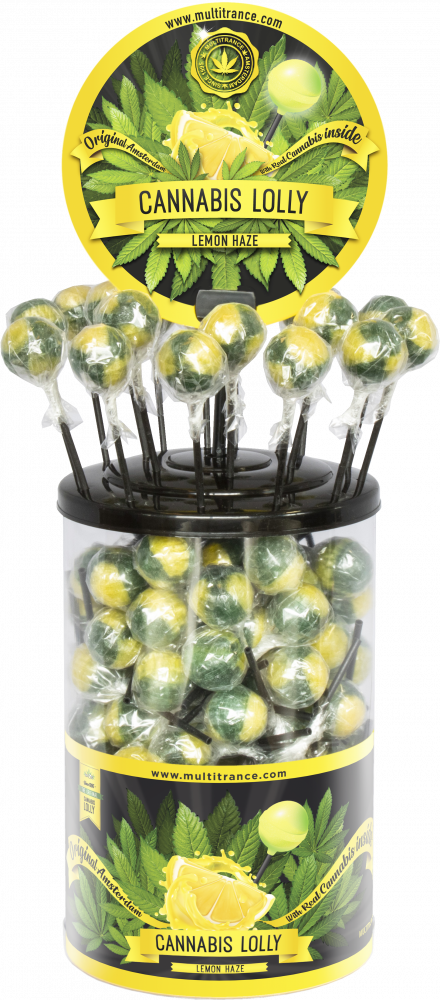 Cannabis Lemon Haze Nyalók – Kijelző tartály (100 Nyalóka)