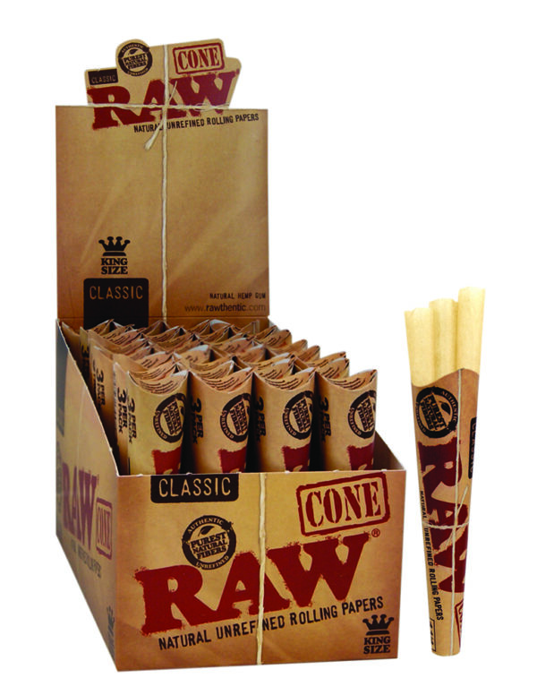 Raw Kingsize Cones előre csomagolt klasszikus fehérítetlen kúpok (3 db) - 32 csomag / doboz