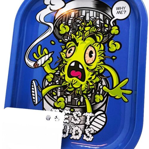 Best Buds Grind Me kis fém gördülő tálca mágneses darálókártyával