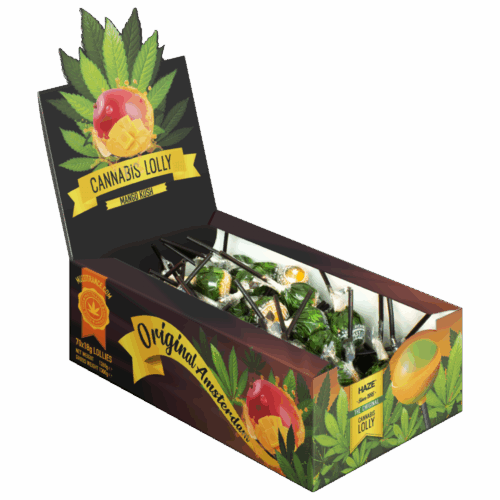 Cannabis Mango Kush Nyalók – Kijelző karton (70 Nyalóka)