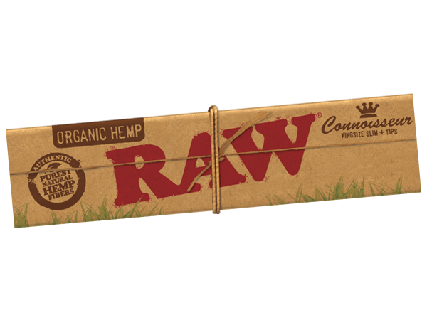 RAW Organikus kender CONNOISSEUR KingSize vékony finomítatlan tekercspapírok + TIPPEK