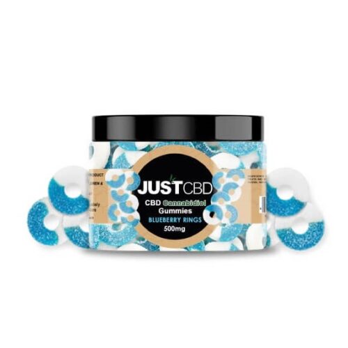JustCBD Gummies Blue Raspberry Rings 250 mg - 3000 mg CBD 500 mg