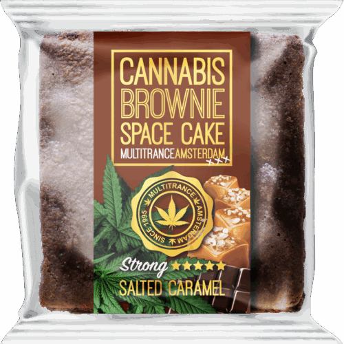 Kannabiszos sós karamellás brownie (erős sativa íz) - Doboz (24 csomag)