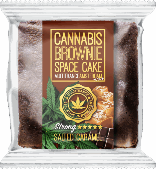 Kannabiszos sós karamellás brownie (erős sativa íz) - Doboz (24 csomag)