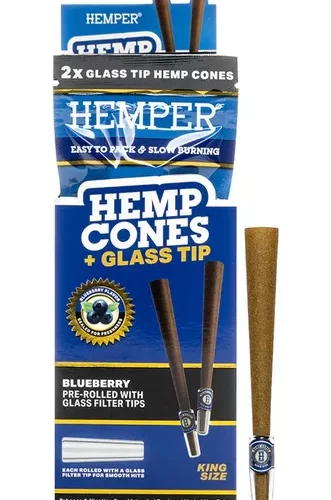 HEMPER King Size Cones + Glass Tip 2db Áfonya