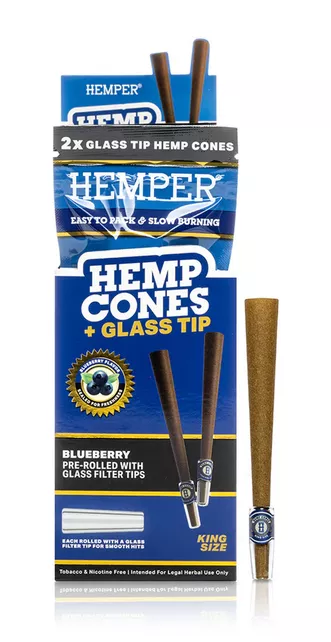 HEMPER King Size Cones + Glass Tip 2db Áfonya