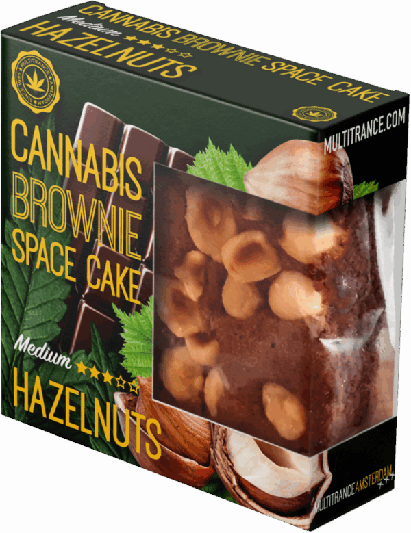 Kannabiszos mogyorós brownie deluxe kiszerelés (közepes sativa íz) - doboz (24 csomag)