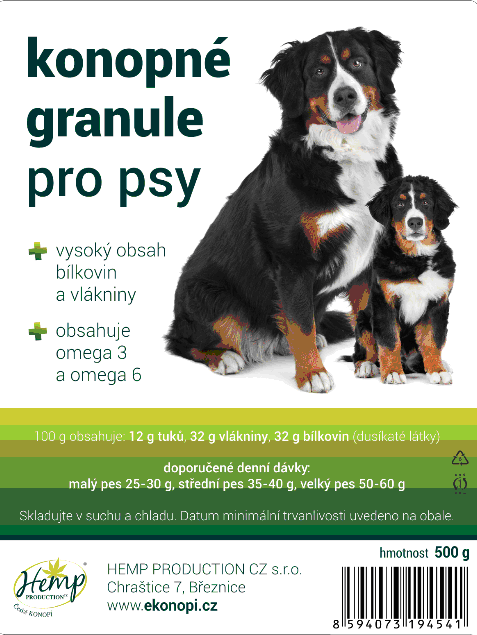 Hemp Production Konopné granulátum pro psy 500g