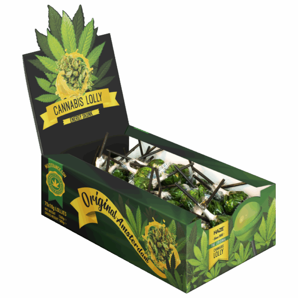 Cannabis Energy Skunk Lollies – Kijelző karton (70 Nyalóka)