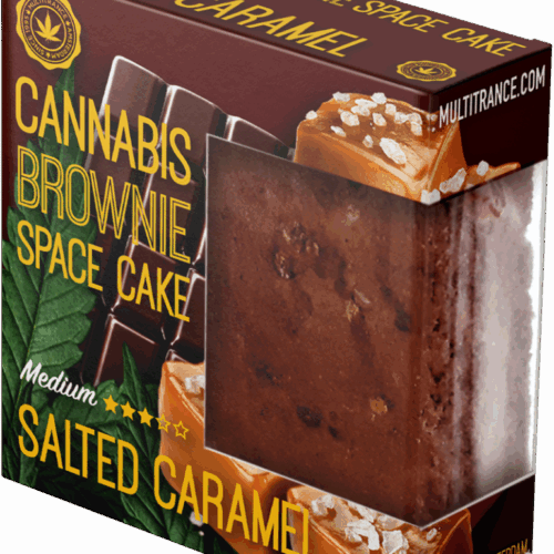 Kannabiszos sós karamellás brownie deluxe kiszerelés (közepes sativa íz) - doboz (24 csomag)