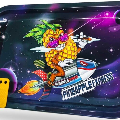 Best Buds Szupermagas Pineapple Express nagy fém gördülő tálca mágneses darálókártyával