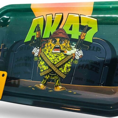 Best Buds Mission AK47 nagy fém gördülő tálca mágneses darálókártyával