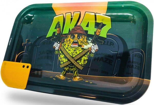 Best Buds Mission AK47 nagy fém gördülő tálca mágneses darálókártyával