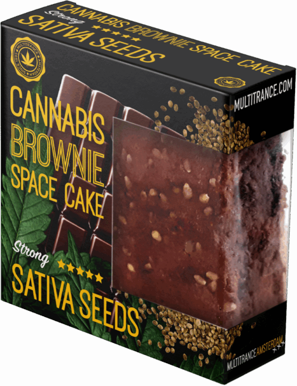 Sativa magokkal ízesített kannabisz brownie deluxe kiszerelésben (erős íz) - doboz (24 csomag)