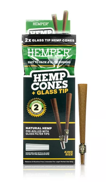HEMPER King Size Cones + Glass Tip 2db Natural