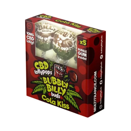 Bubbly Billy Buds 10 mg CBD Cola Kiss nyalókák rágógumival – ajándékdoboz (5 nyalóka)