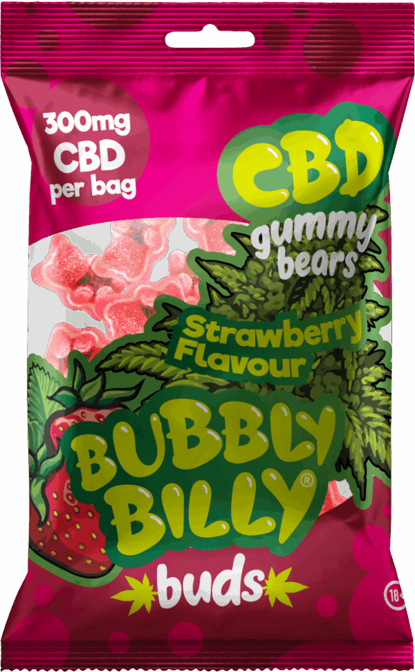 Bubbly Billy Buds eper ízű CBD gumimaci (300 mg)