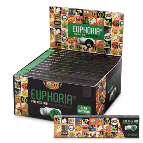 Euphoria Groovy Rolling Papers Kingsize Slim + szűrők - Kijelző doboz 24 csomagot szűrőkkel