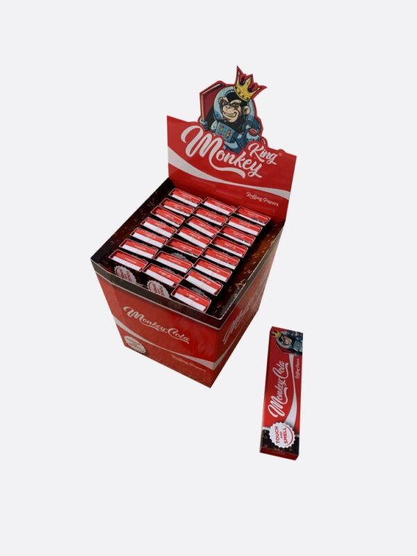 Monkey King Vörös kóla illatú fehérítetlen cigarettapapírok hegyekkel (vörös kóla illatú)