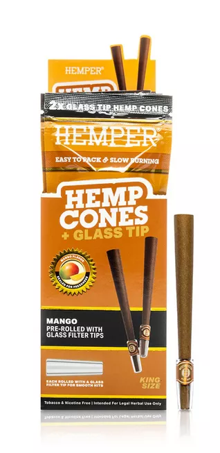 HEMPER King Size Cones + Üvegcsúcs 2db Mango