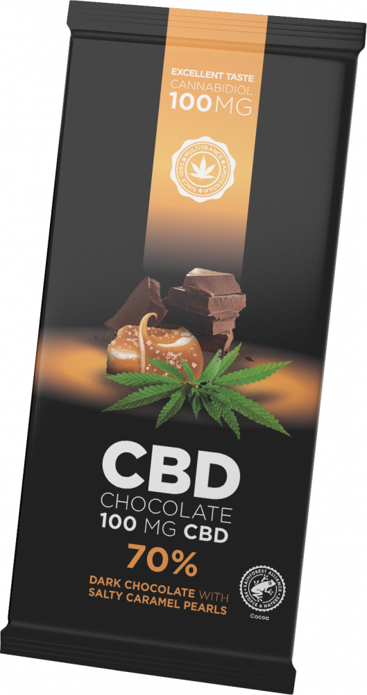 CBD étcsokoládé sós karamellgyöngyökkel (100 mg CBD)